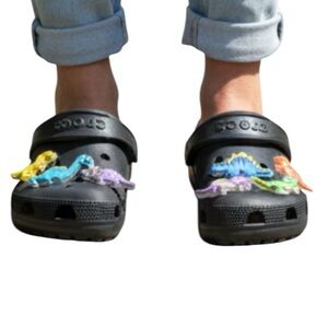 Crocs Kids Dino Clogs Black Size 7 – New Dinosaur Jibbitz - Boys & Girls
